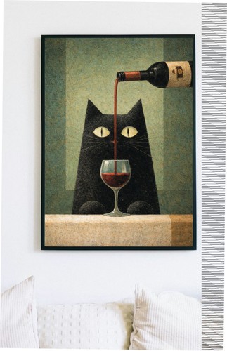 Gatto nero con bicchiere - gatto,